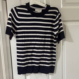 Navy and White Striped Women's Sweater